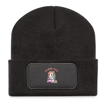 Gamer Girl - Recycelte Patch Beanie - Dunkelgrau - Vorne