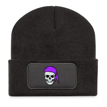 skull pirat - Recycelte Patch Beanie - Dunkelgrau - Vorne