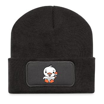 Duck Baby Child Rattle Diaper Cute Pacifier - Recycled Patch Beanie - dark grey - Front