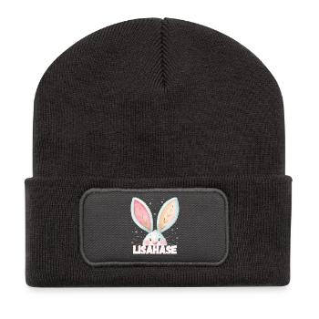 Nom Lisa Lapin Lisahase Nom de l’animal - Beanie recyclé à patch - charbon - Devant