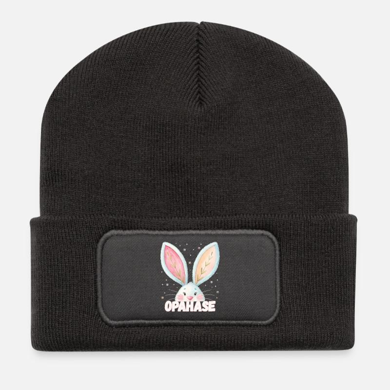 Opahase Opa Kosename - Recycelte Patch Beanie - Dunkelgrau