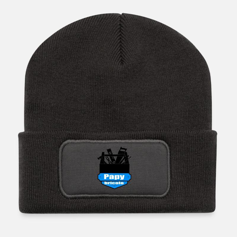 Papy bricolo - Beanie recyclé à patch - charbon