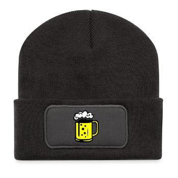 Bande dessinée de bière - Beanie recyclé à patch - charbon - Devant