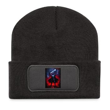 Guerrier des ténèbres dans la tempête de flammes - Beanie recyclé à patch - charbon - Devant