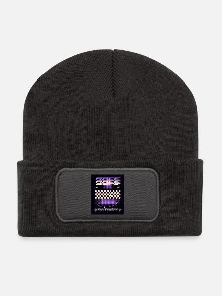 Race Design / Rennsport - Recycelte Patch Beanie - Dunkelgrau