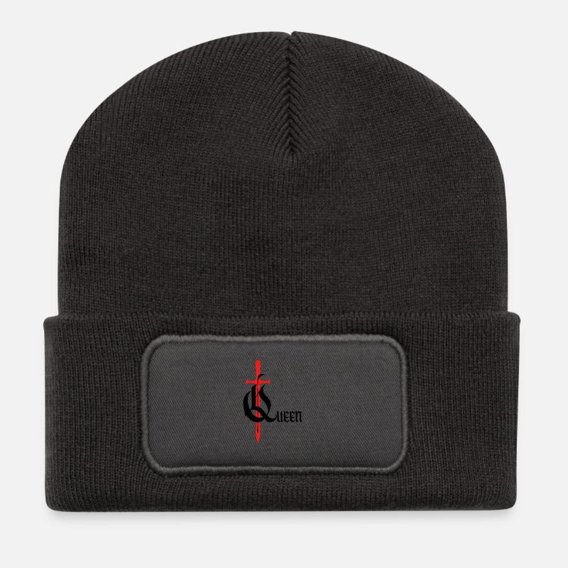 Gothic Queen Design with Sword with black text - Recycled Patch Beanie - dark grey