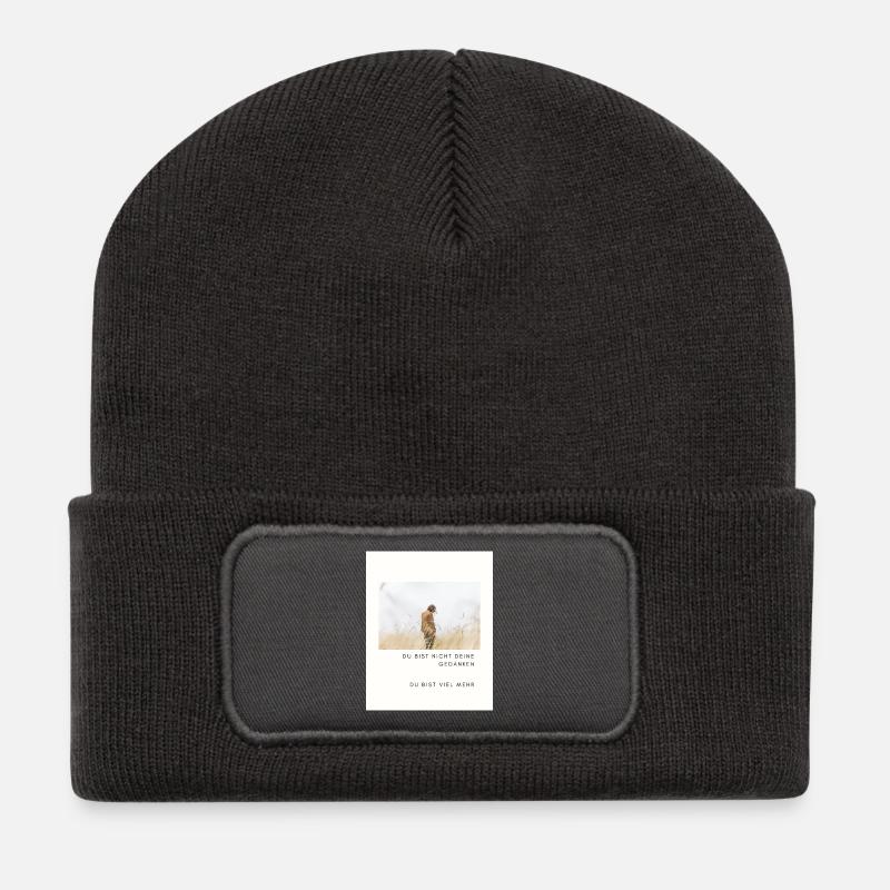 Du bist viel mehr - Recycelte Patch Beanie - Dunkelgrau