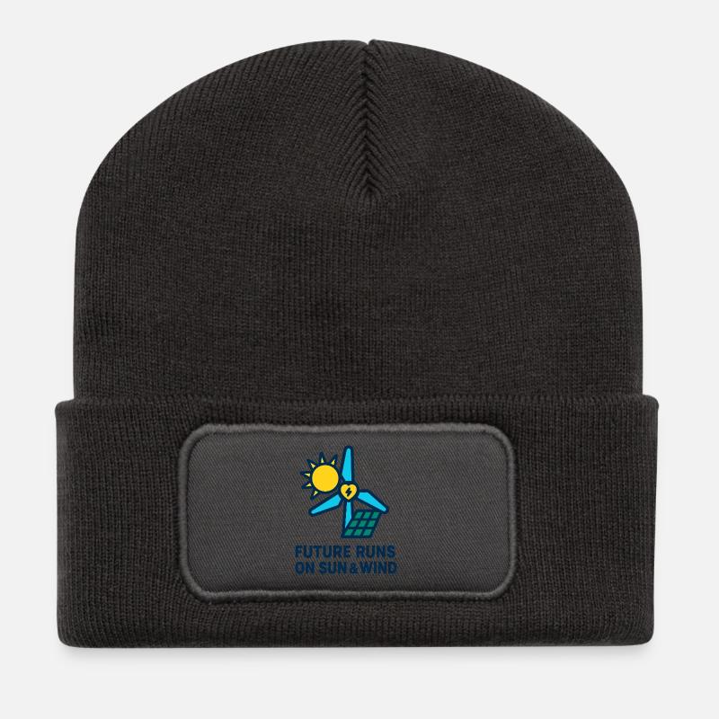 Future Runs on Sun & Wind - Recycelte Patch Beanie - Dunkelgrau