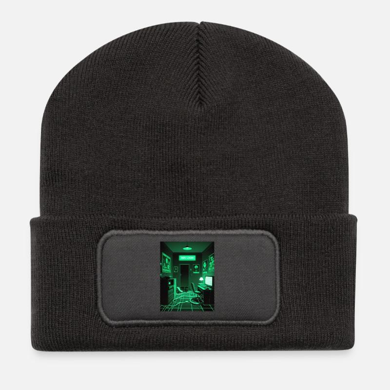Neon Cyberpunk Gaming Room - Recycled Patch Beanie - dark grey