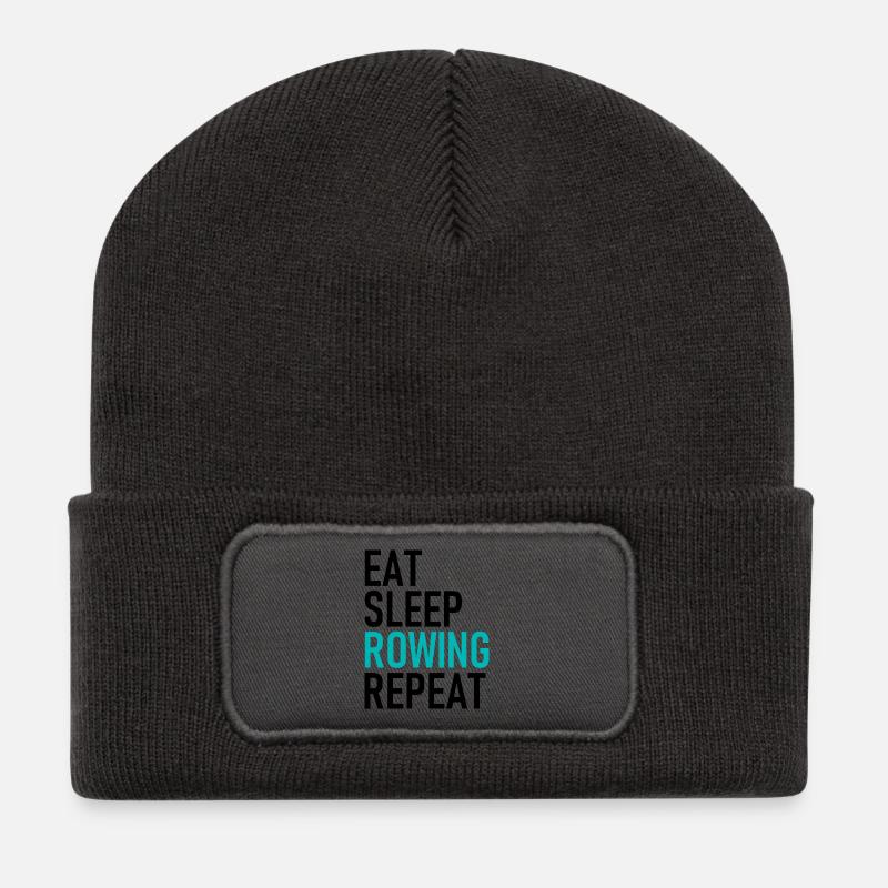 Eat Sleep Rowing Repeat - Rudern - Ruderer - Ruder - Recycled Patch Beanie - dark grey