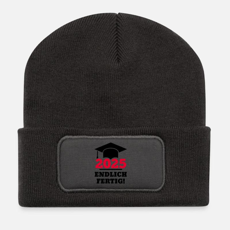 Doktorhut 2025 Endlich Fertig Geschenk Studenten  - Recycelte Patch Beanie - Dunkelgrau