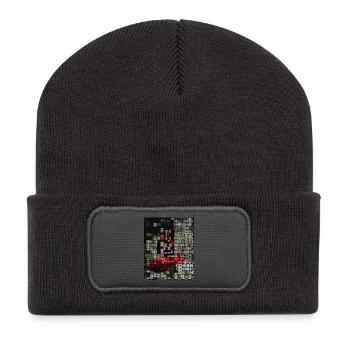Mosaic Blossom Portrait in Semicircle Pattern - Recycled Patch Beanie - dark grey - Front