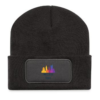 Leipzig Vibes Skyline Farbverlauf Stadt City  - Recycelte Patch Beanie - Dunkelgrau - Vorne