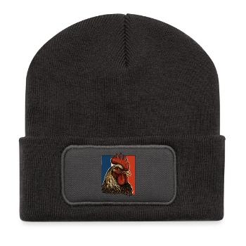 Coq flamboyant bleu blanc rouge - France Patriote - Beanie recyclé à patch - charbon - Devant