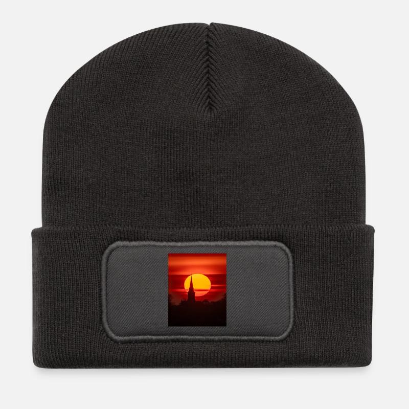 sunrise St Mary's Church Garforth Leeds - Recycled Patch Beanie - dark grey