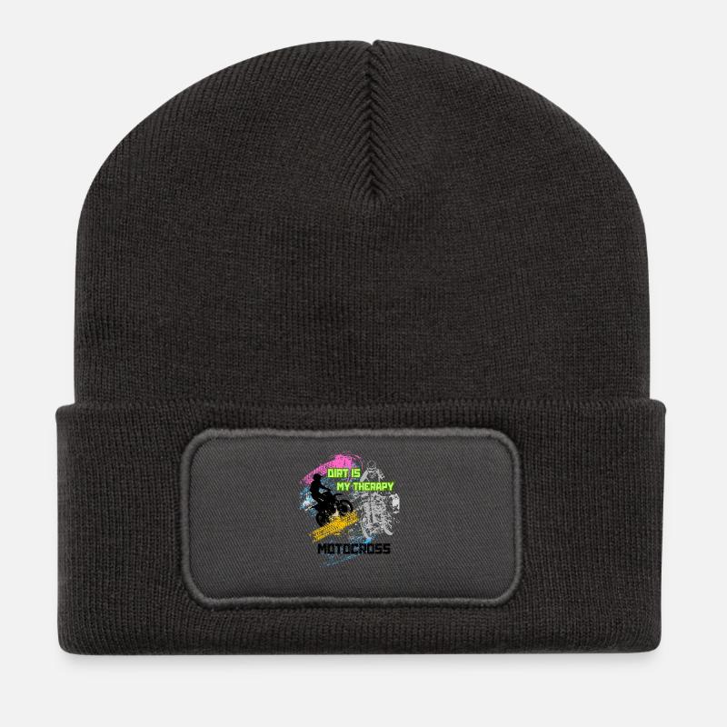 Motocross Graffiti - Recycelte Patch Beanie - Dunkelgrau