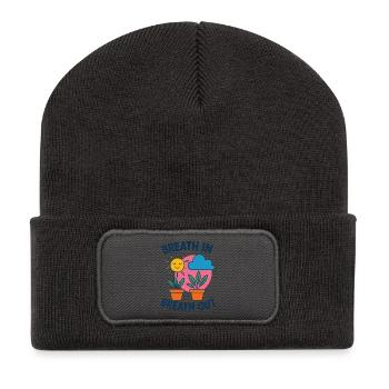Souffle Soleil Plantes Motif - Beanie recyclé à patch - charbon - Devant