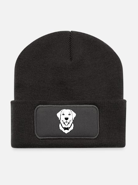 Golden Retriever Hunde T-shirt Hundekopf Geschenk - Recycelte Patch Beanie - Dunkelgrau
