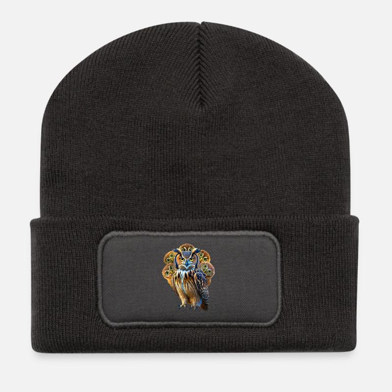 Eule - Recycelte Patch Beanie - Dunkelgrau