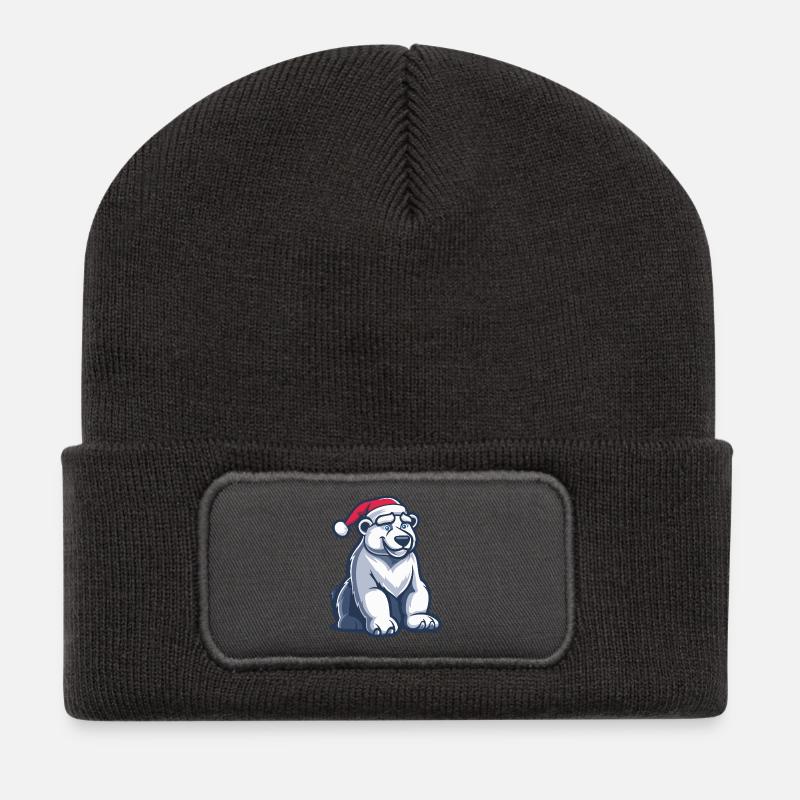 Eisbär Weihnachten - Recycelte Patch Beanie - Dunkelgrau