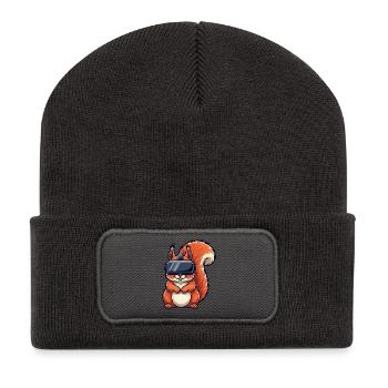 Süßes Eichhörnchen Gamer Cartoon Zocker - Recycelte Patch Beanie - Dunkelgrau - Vorne