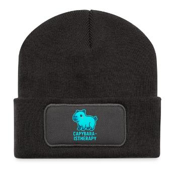 Capybara Therapy Motif - Recycled Patch Beanie - dark grey - Front