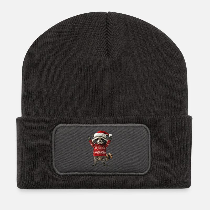 Waschbär - Recycelte Patch Beanie - Dunkelgrau