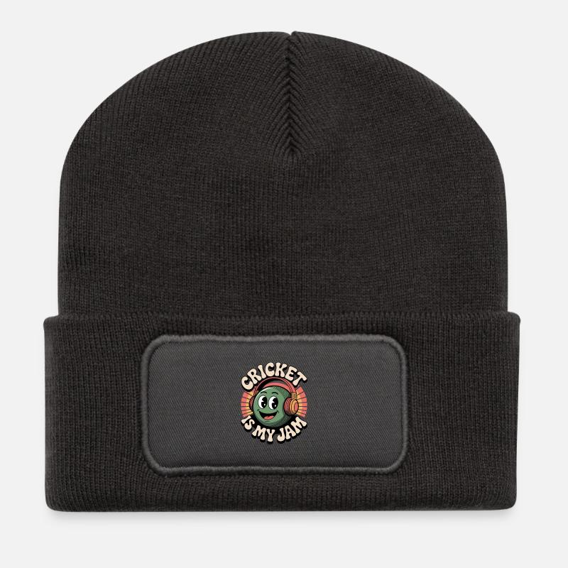 Funny Cricket Saying Vintage Cricket Game - Recycled Patch Beanie - dark grey