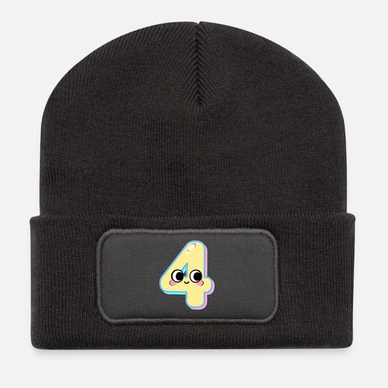 Vier Kawaii lächeln - Recycelte Patch Beanie - Dunkelgrau