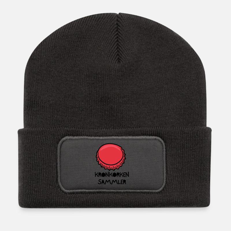 Kronkorken_Sammler - Beanie recyclé à patch - charbon