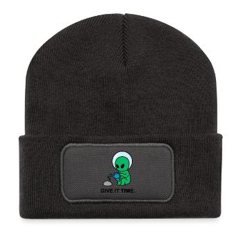 Interstellare Geduld - Recycelte Patch Beanie - Dunkelgrau - Vorne
