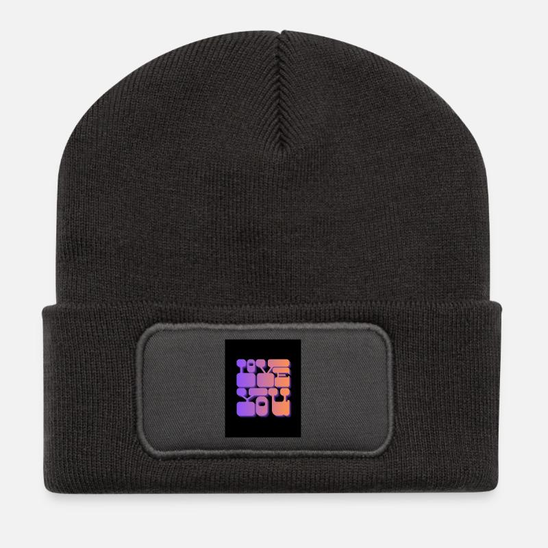Liebe dich - Recycelte Patch Beanie - Dunkelgrau