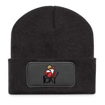 Renard Pourpre avec Auréole Or - Beanie recyclé à patch - charbon - Devant