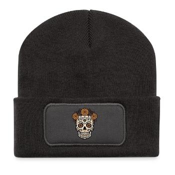 Motif vibrant des DiaMuertos - Beanie recyclé à patch - charbon - Devant