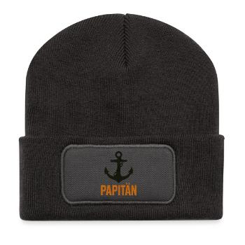 Anker Kapitän Papitän - Recycelte Patch Beanie - Dunkelgrau - Vorne