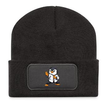 Fighting Penguin Kung Fu Martial Art Traditional - Recycled Patch Beanie - dark grey - Front