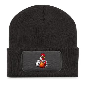 Basketball Huhn Mascot - Recycelte Patch Beanie - Dunkelgrau - Vorne