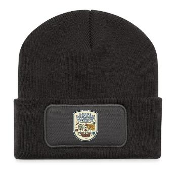 Navigation WLAN lustiger Spruch - Recycelte Patch Beanie - Dunkelgrau - Vorne