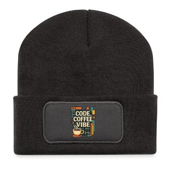 Code Coffee Vibe – Lustiges Programmer T-Shirt - Recycelte Patch Beanie - Dunkelgrau - Vorne