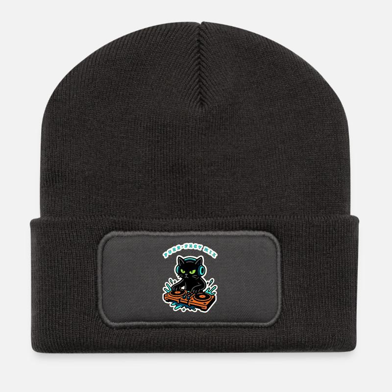 Purrfect Mix Kitty DJ - Beanie recyclé à patch - charbon