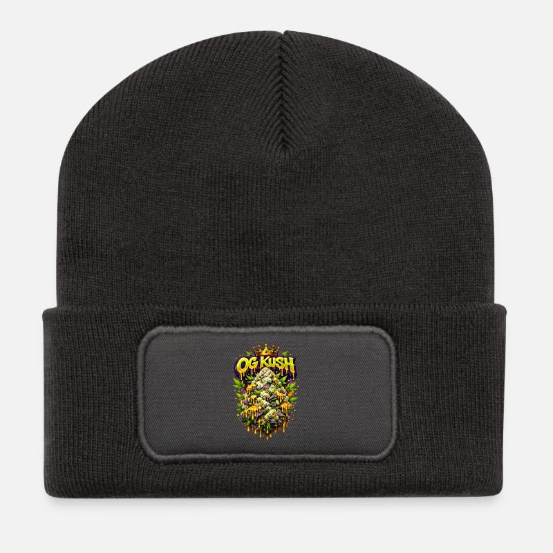 OG Kush Graffiti Bud Art Print  - Recycled Patch Beanie - dark grey
