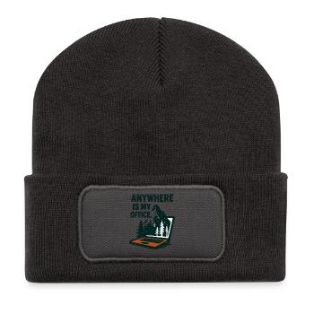 Office Nature Telecommuting Mountain - Recycled Patch Beanie - dark grey - Front