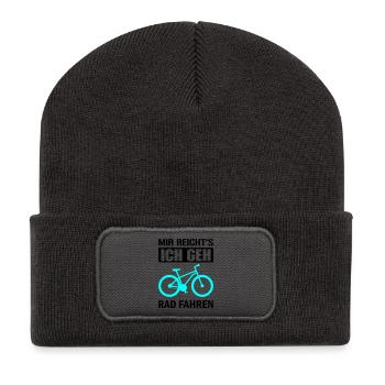 Cyanes Fahrrad Silhouette - Recycelte Patch Beanie - Dunkelgrau - Vorne