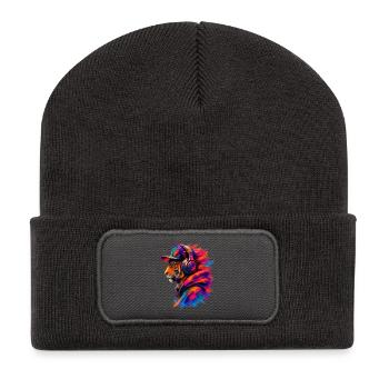 Tiger avec casque – Musique et vêtements urbains - Beanie recyclé à patch - charbon - Devant