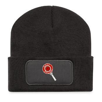Halt Polizei Abzeichen Illustration - Recycelte Patch Beanie - Dunkelgrau - Vorne