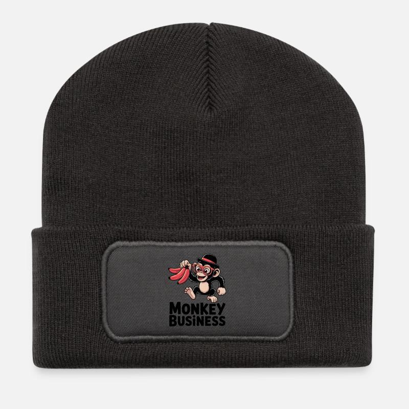 Affengeschäft - Recycelte Patch Beanie - Dunkelgrau