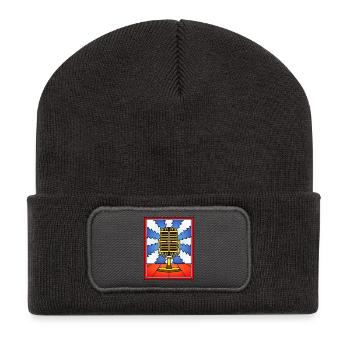 Retro Microphone Stained Glass Design - Recycled Patch Beanie - dark grey - Front