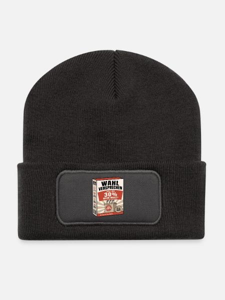 Wahlversprechen – Jetzt mit 30% mehr Inhalt - Recycelte Patch Beanie - Dunkelgrau