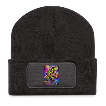 Frosch - Recycelte Patch Beanie - Dunkelgrau - Vorne