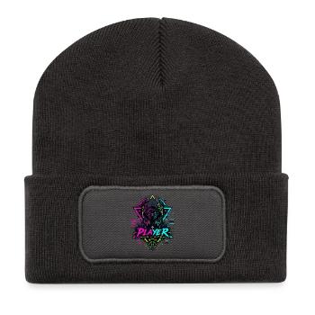 Player Neon Gamer Mask – No Limits - Recycelte Patch Beanie - Dunkelgrau - Vorne